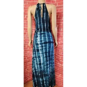 Haoduoyi teal tie dye neck tie maxi Women's dress XXL (RUNS SMALL) NWT #C2